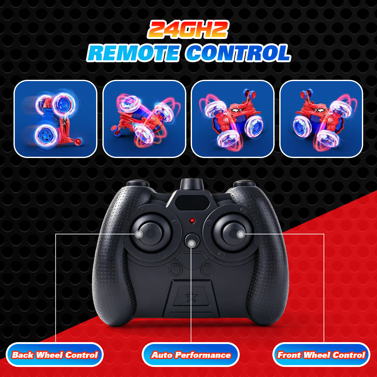 Jouet Voiture RC Spider, Voiture Télécommandée de Cascade 4WD Rechargeable Cool avec Des Loopings à 360° et Lumières Brillantes, Cadeau Jouet d'Extérieur Amusant pour Enfants de 4 à 12 Ans, Idéal pour Anniversaire ou Noël