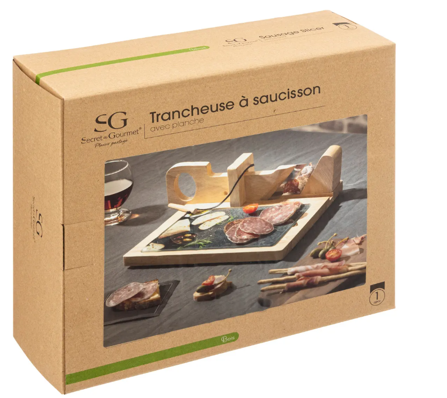 Secret de Gourmet Trancheuse à charcuterie avec planche à découper intégrée 28,5 x 26 x 10 cm