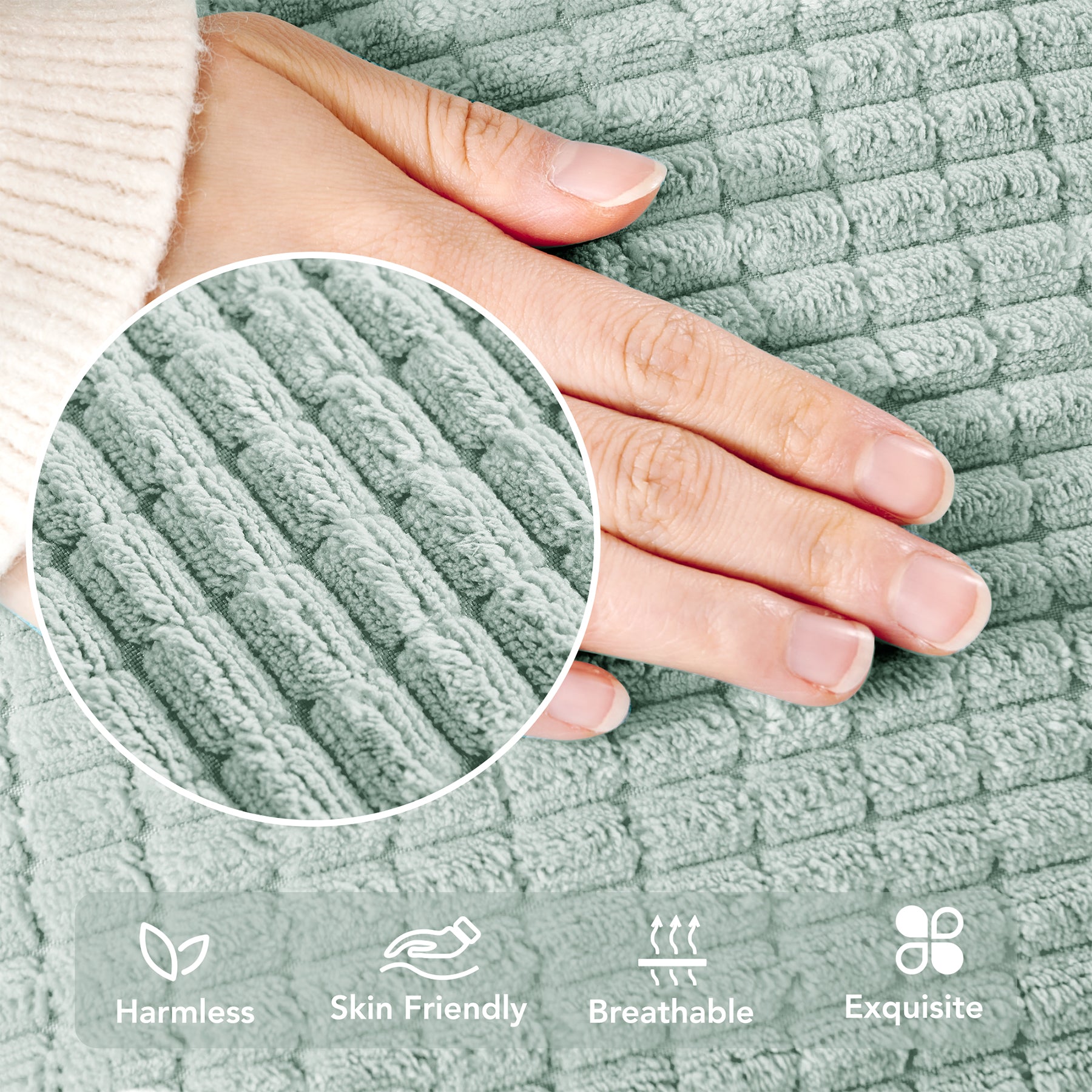 Deconovo Housse de coussin en velours - coloris vert clair - 45 x 45 cm - 1 pièce