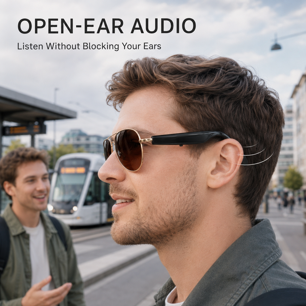 Verbex Lunettes marron Lunettes intelligentes traduisent en 125 langues Prendre des photos Réveiller Musique répondre aux appels Météo ChatGPT (avec traduction permanente fonction multilingue)