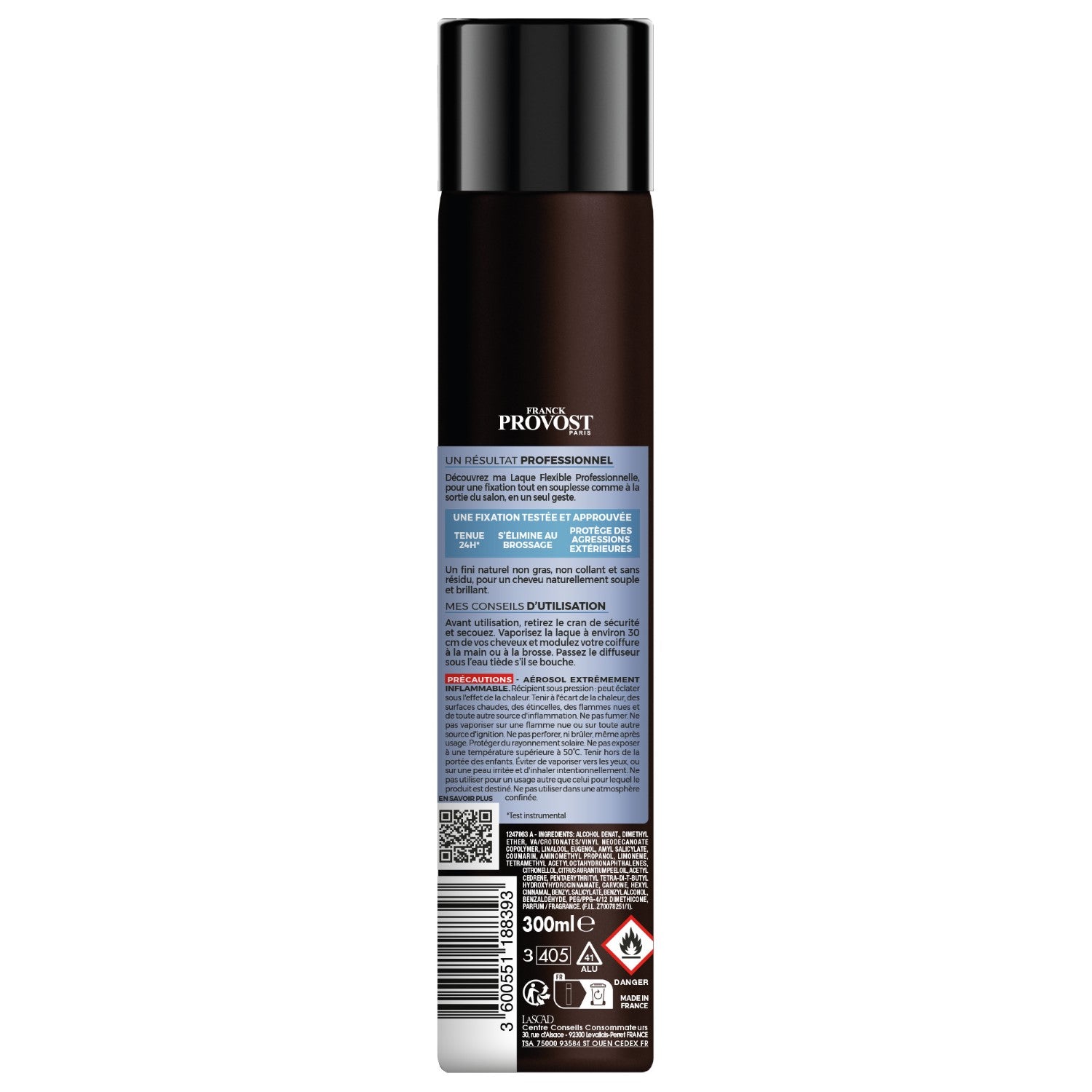 Franck Provost Laque Flexible Professionnelle Fixation Normale Tenue 24H 300ml
