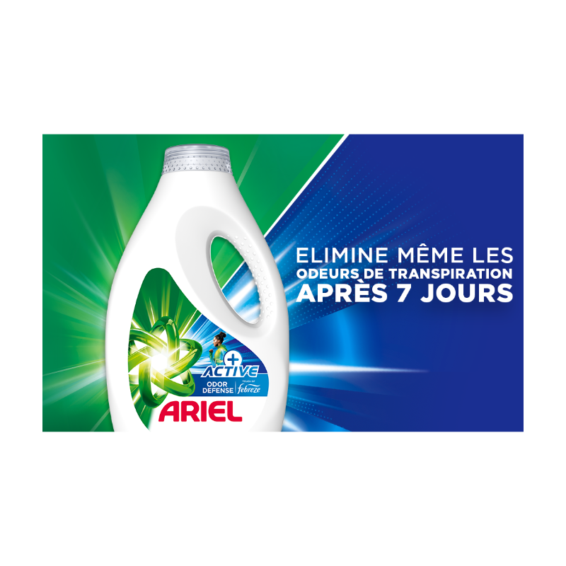 ARIEL lessive liquide protection active contre les odeurs, 30 lavages, 1,35 L