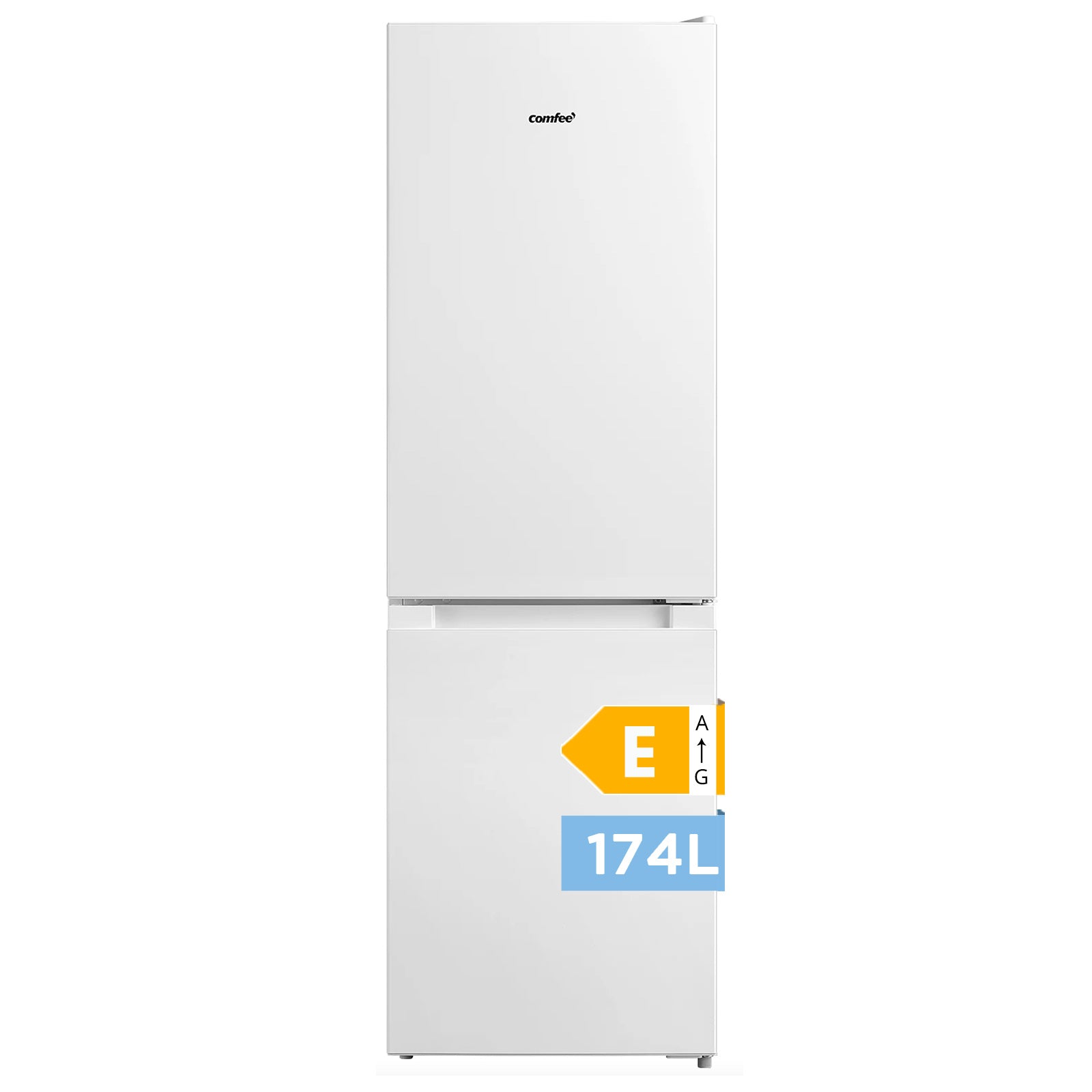 Comfee' RCB169WH2(E) 174 L 70/30 Réfrigérateur-congélateur pose libre, Hauteur 150 cm, Low Frost, Congélateur 4 étoiles, Silencieux 39 dB, Thermostat réglable, Éclairage LED, Porte réversible, Blanc [Classe énergétique E]