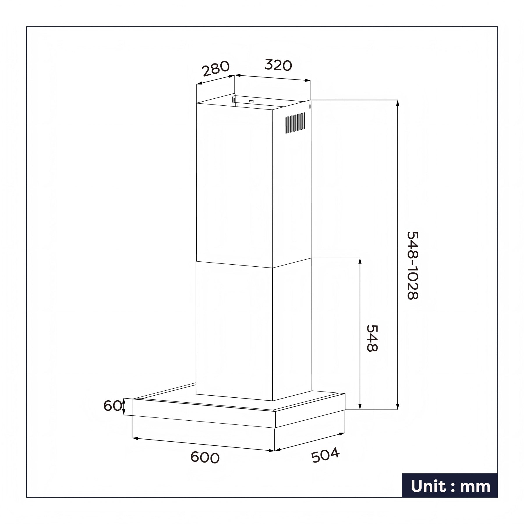 CIARRA Hotte aspirante à recirculation, commande tactile Wi-Fi et app, 650 m³/h, fixation murale, 4 vitesses avec booster, filtres en aluminium noir, classe énergétique A+++ - 60 cm