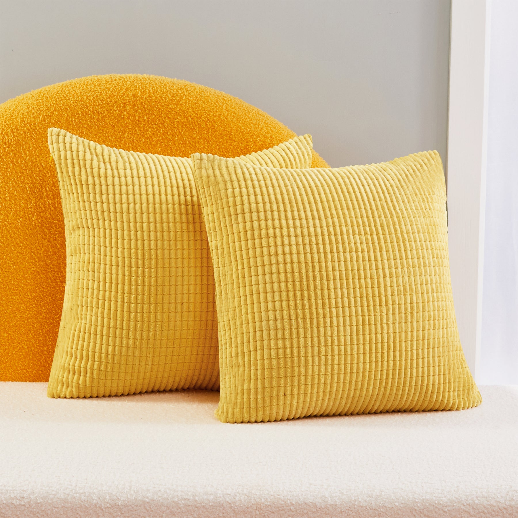 Deconovo Housse de coussin en velours, coloris doré, 50 x 50 cm, 1 pièce