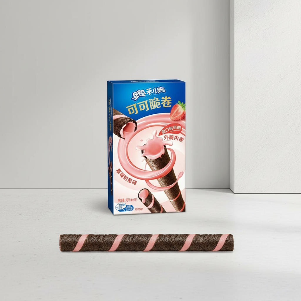Oreo Rouleaux croustillants au cacao fourrés saveur fraise - 50 g
