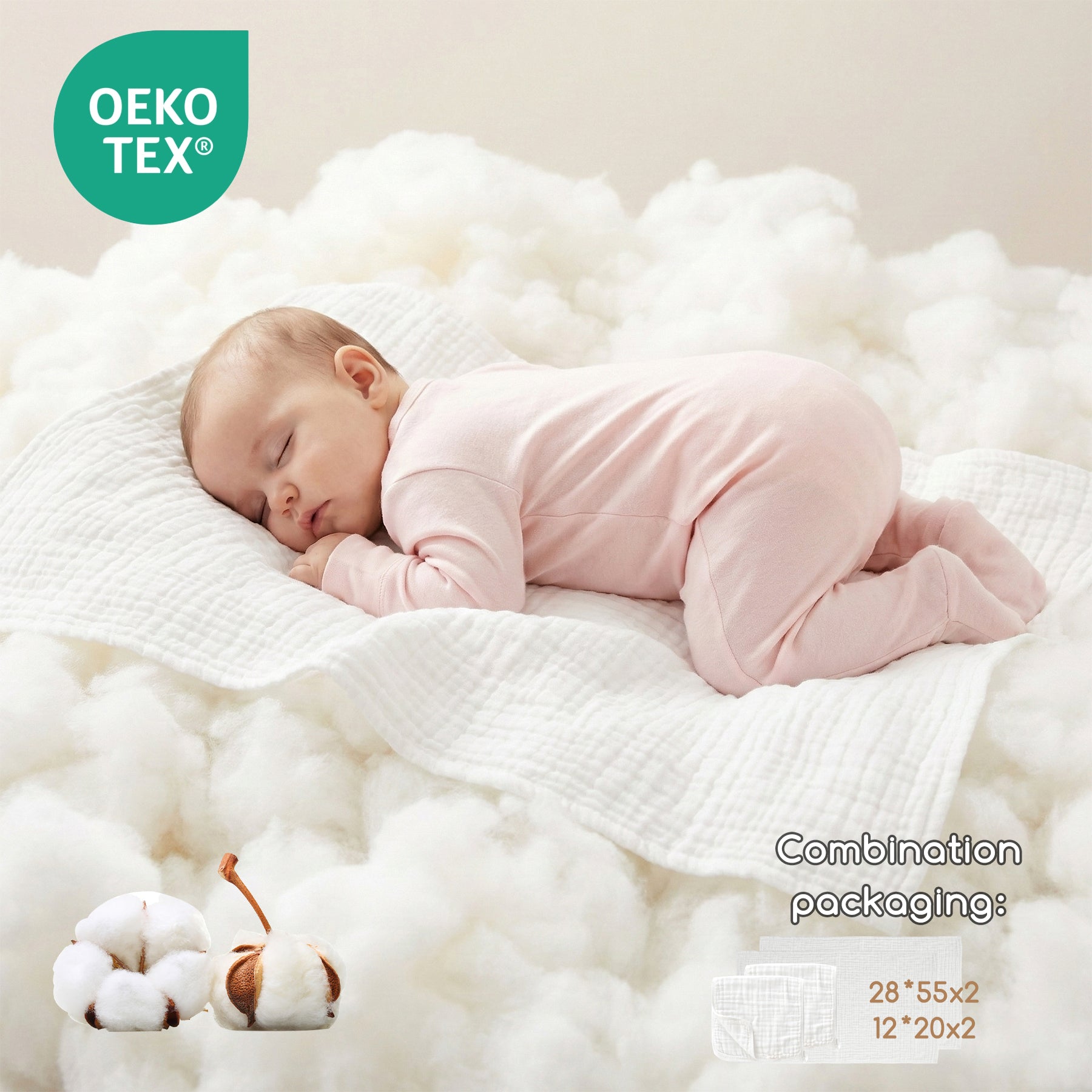 LeBonsoir Lot de 2 serviettes de bain et 2 serviettes de toilette en 100 % coton 6 épaisseurs pour peaux délicates blanc - 70 x 140 cm x 2 / 30 x 50 cm x 2