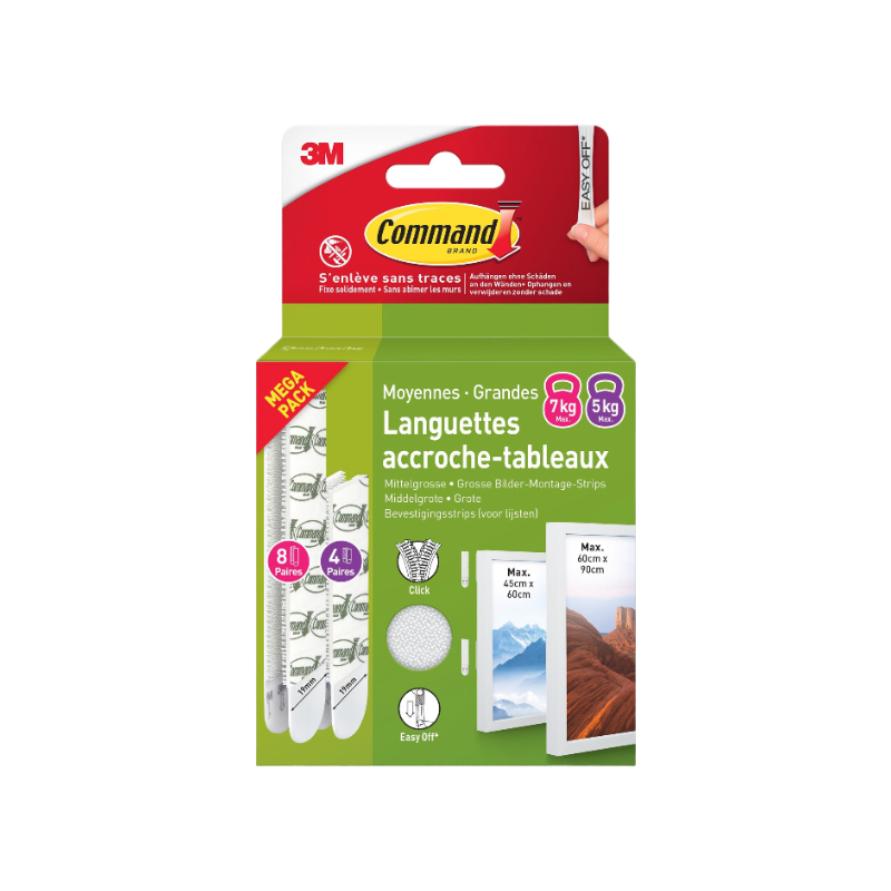 3M Command™ Multi-Pack de languettes accroches tableaux larges et moyennes - 4 + 8 pièces