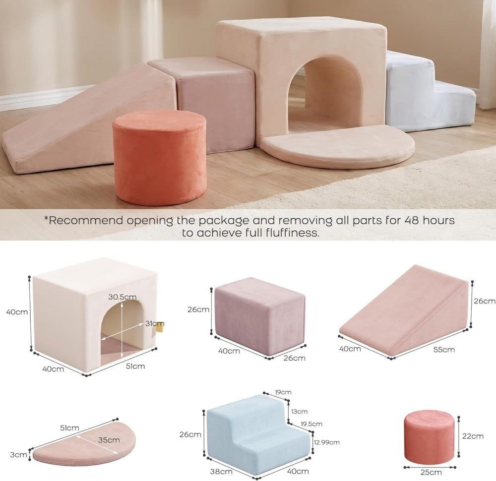 Blocs de construction en mousse pour enfants BanaSuper, blocs de construction XXL, certifiés EN71 et antidérapants, jouet Montessori pour enfants, coque lavable pour s'amuser à l'intérieur, coffret de jeu en mousse douce pour bébé, Bleu et Rose