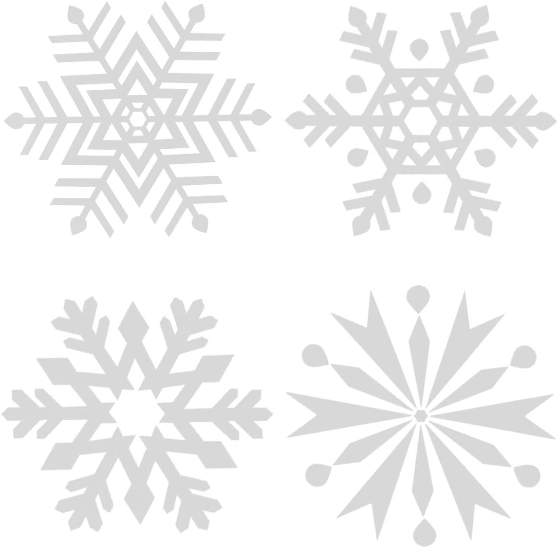 SALCAR Lot de 100 autocollants de Noël, décorations autocollantes flocons de neige pour fenêtres et portes, 4 motifs en 3 tailles