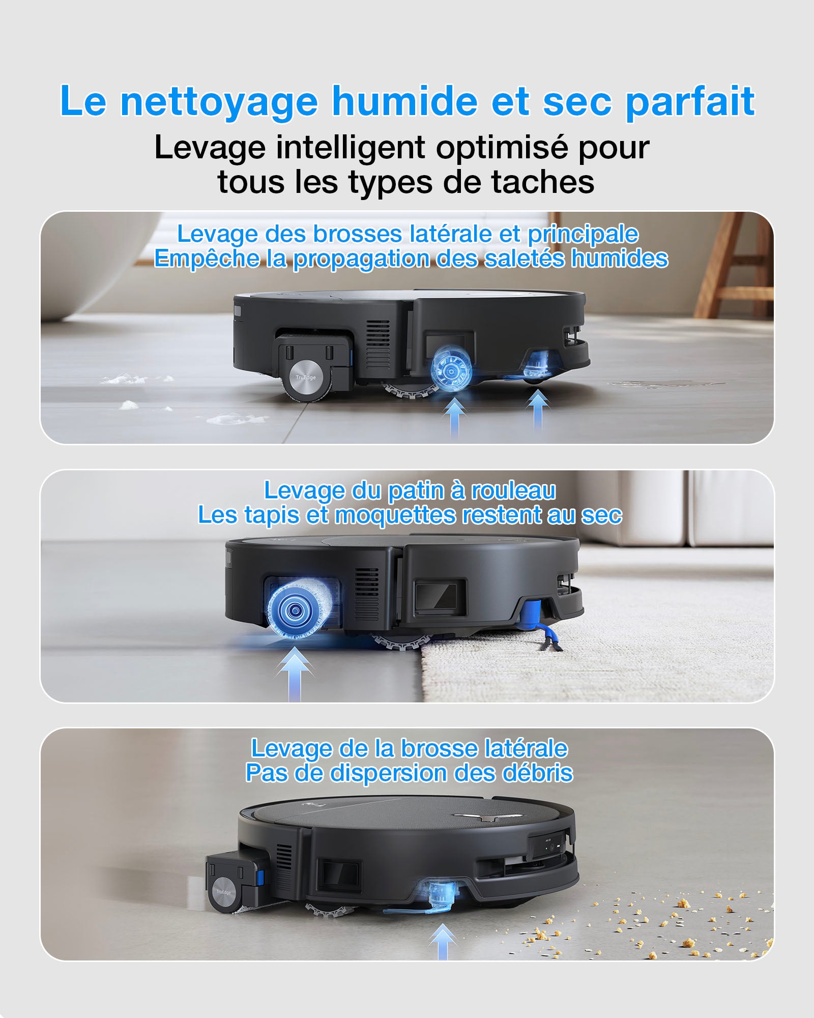 ECOVACS T80S Robot aspirateur-laveur (Noir) avec station OMNI tout-en-un, puissance d’aspiration jusqu’à 24 800 Pa, OZMO ROLLER 2.0 avec nettoyage extrême des bords TruEdge 3.0