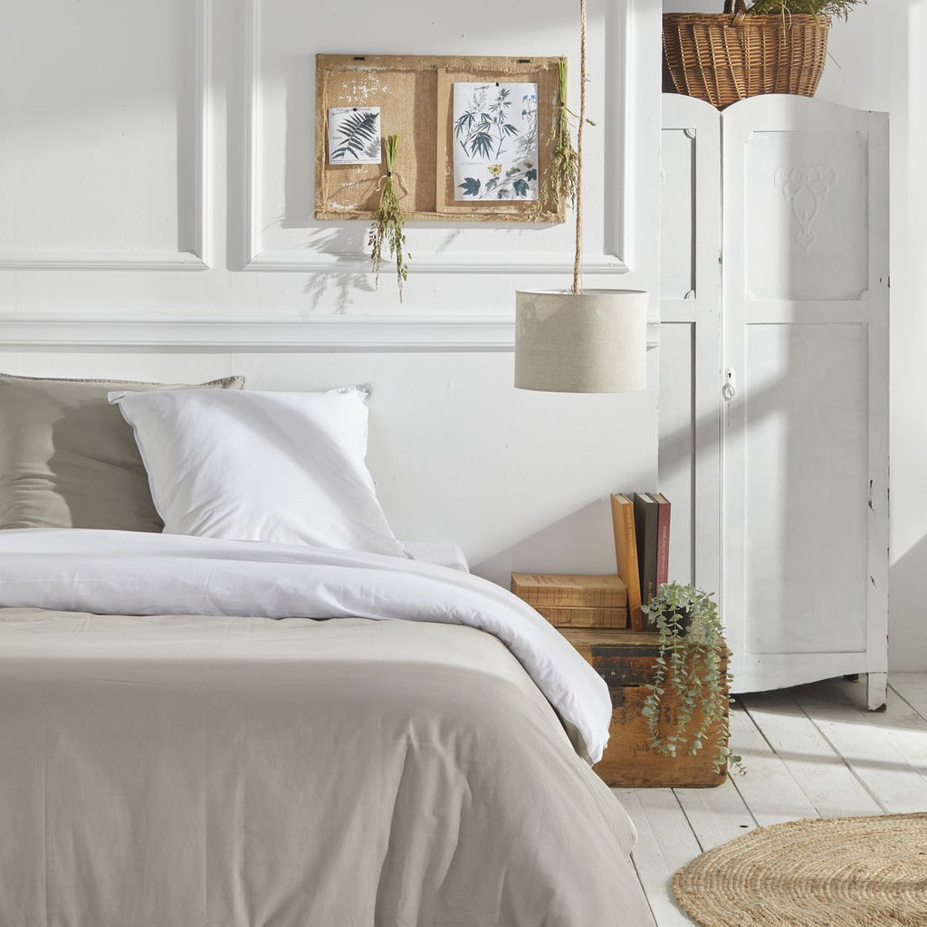 TODAY Parure de lit 2 personnes en coton Charme, 57 fils, Coloris Dune/Craie