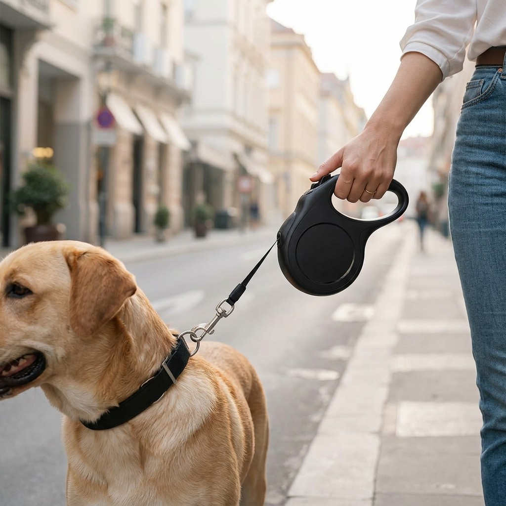 Pecute Série Instant-Control Laisse pour chien rétractable 8 m avec câble en acier anti-morsure 50 cm et distributeur de sacs à déjections - Noir