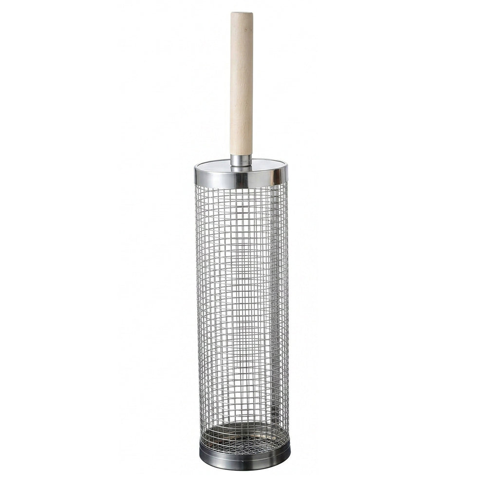 Huacan Panier de Barbecue Cylindrique Rotatif et Roulant en Acier Inoxydable, pour Fumage Extérieur, Portable, Grand