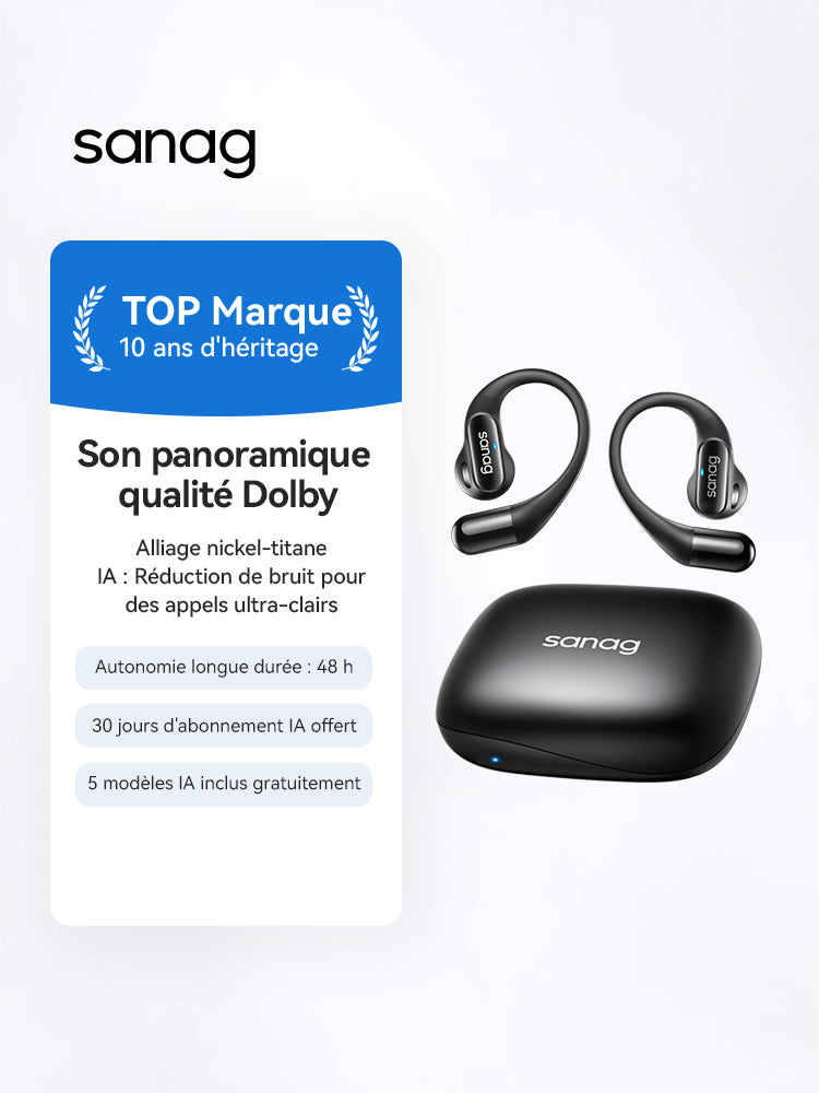 Sanag G6S Écouteurs sans fil à commande tactile ultra légers - Noir