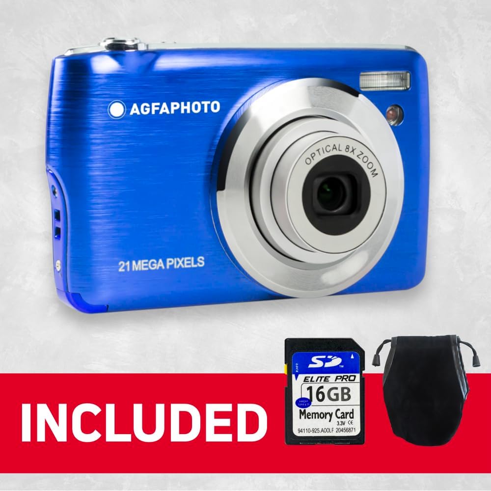 AGFAPHOTO Appareil photo numérique compact 21 MP zoom optique 8x - Bleu
