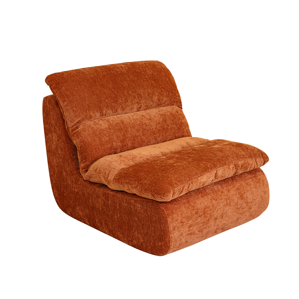 Un fauteuil à mémoire de forme haute densité, chaise de salon confortable en velours chenille, chaise de détente et de lecture, pour salon, chambre et salle de jeux, coloris caramel