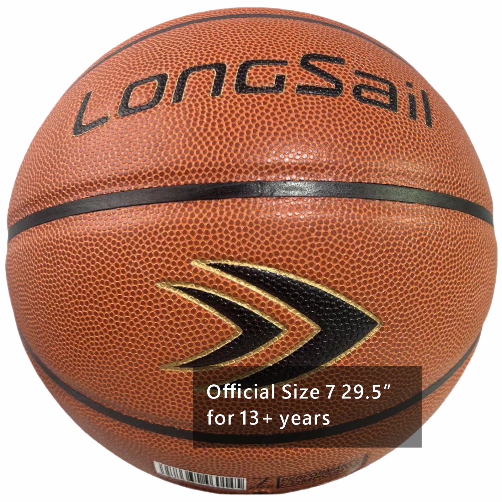 LONGSAIL Ballon de basket de haute qualité en cuir composite et microfibre brun rouge - Taille 7