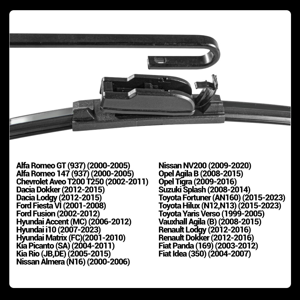LECIBUBI Essuie-glaces pour Dacia Lodgy/Dokker, Renault Lodgy/Dokker, Ford Fiesta VI avec crochet U, équipement d'origine - 550 mm + 400 mm