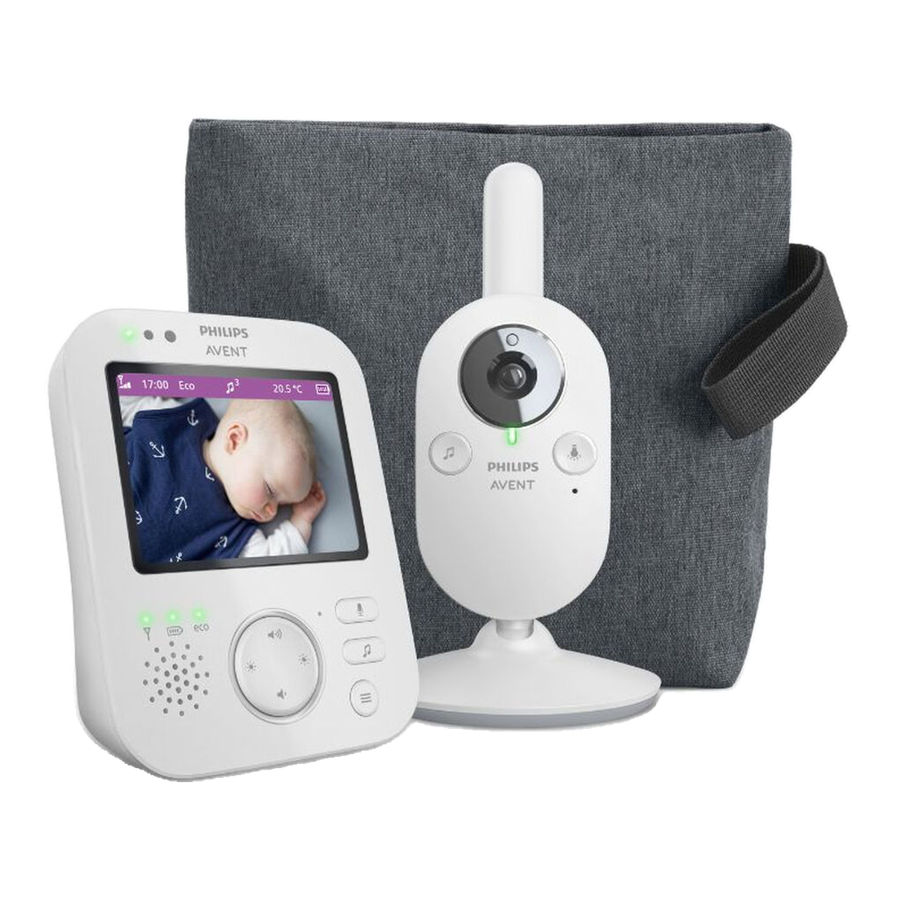 Philips Avent Premium SCD892/26 Babyphone caméra - écran couleur 8,9 cm, vision nocturne infrarouge, zoom numérique, audio bidirectionnel, connexion sécurisée - Blanc