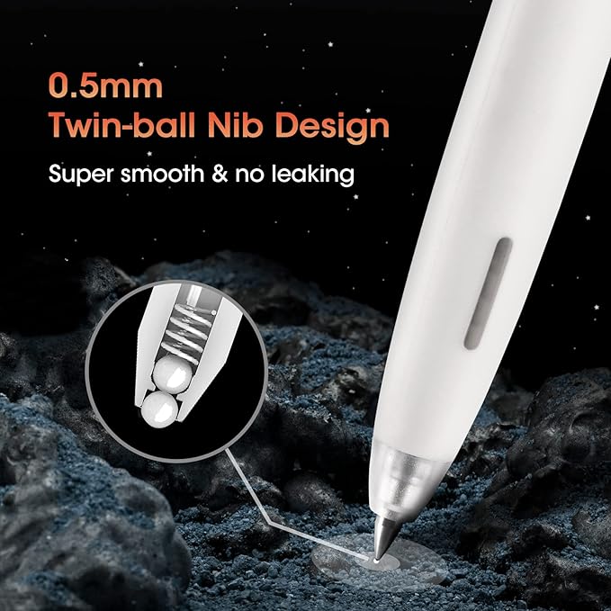 WRITECH Lot de 8 stylos gel Up-Gel à encre noire pointe fine 0,5 mm sans bavure ni tache rétractables à bouton-poussoir pour tenue de journal croquis dessin prise de notes pointe