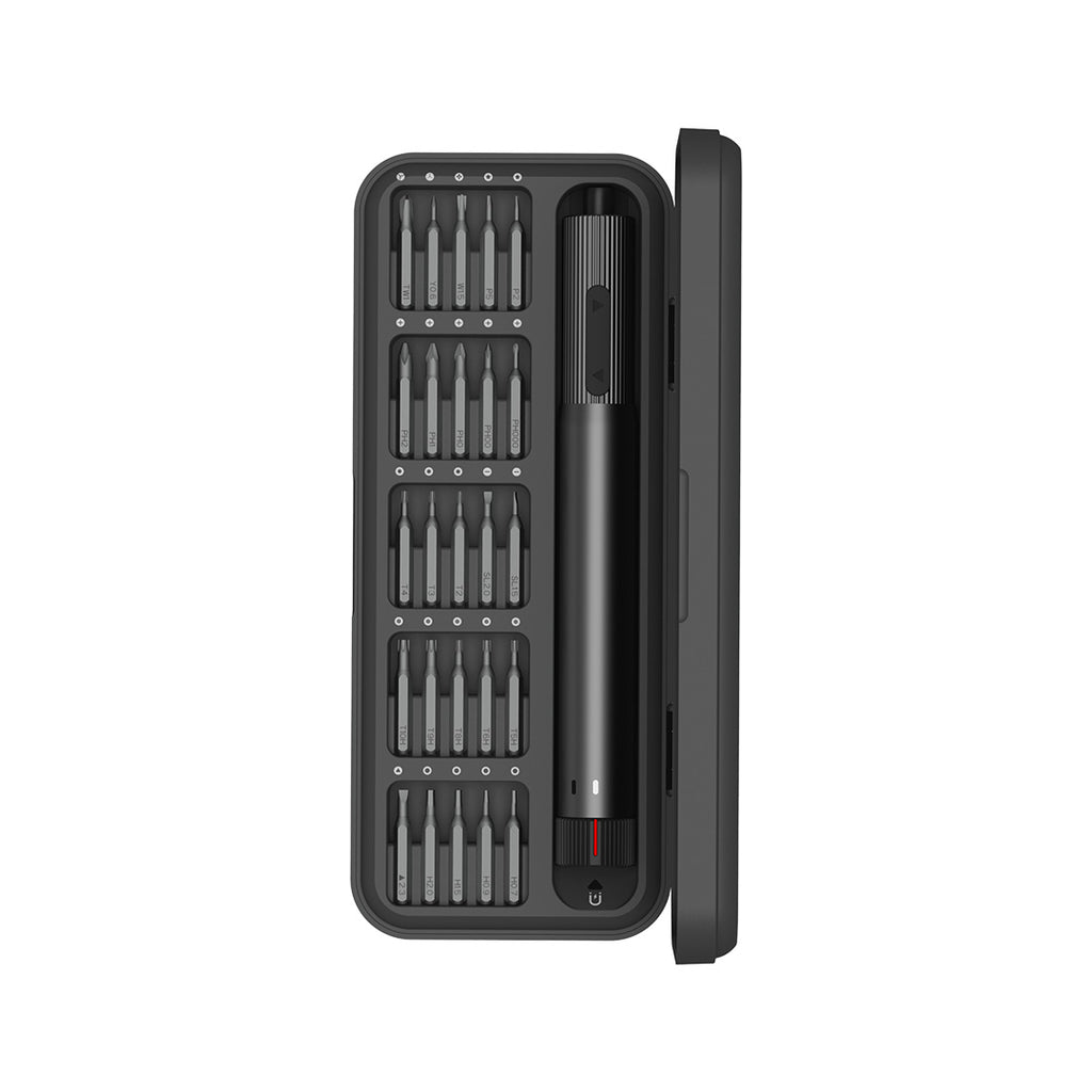 ochama E2 Jeu de tournevis électrique, format mini et portable, 25 embouts inclus, autonomie ultra-longue de 80 minutes, kit d'outils pour aménagement intérieur, réparation automobile et assemblage
