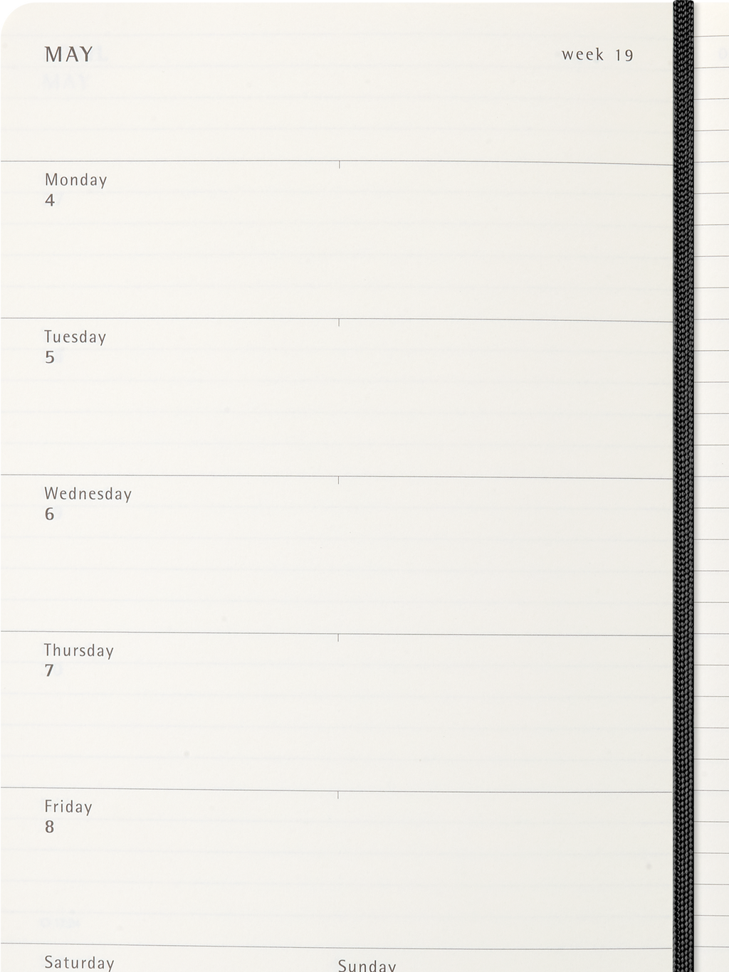 MOLESKINE Agenda semainier 12 mois grand format et couverture souple