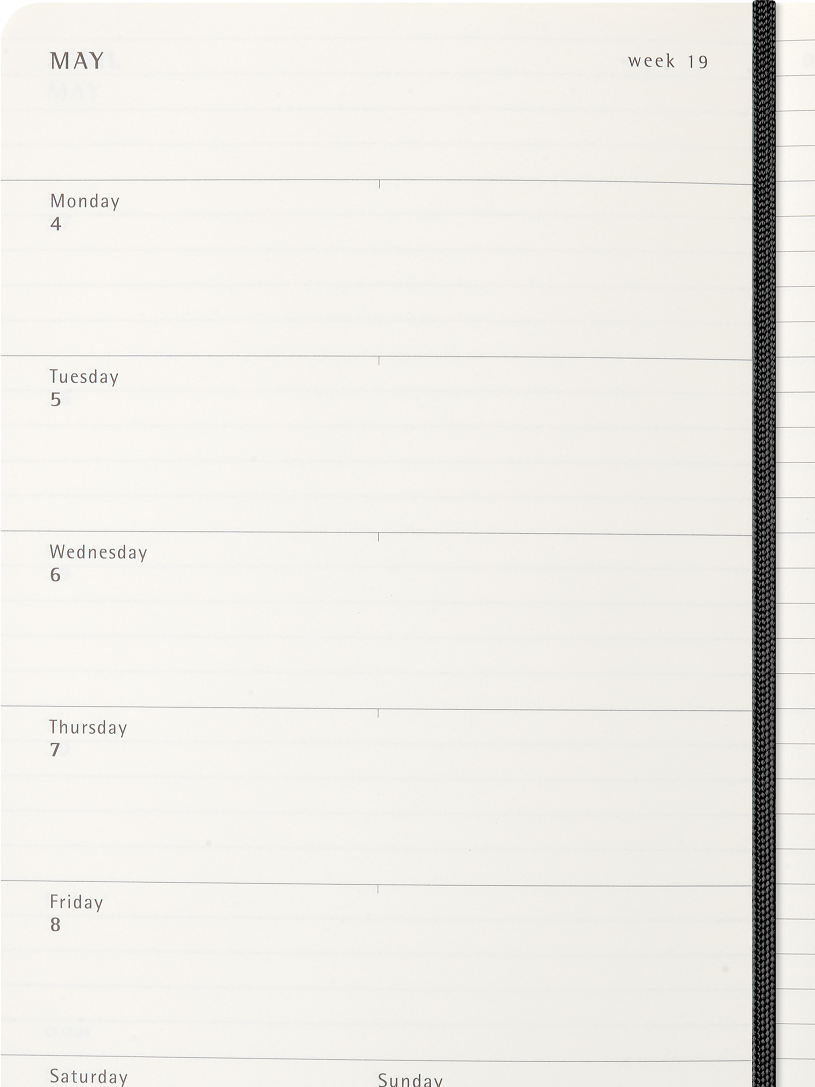 MOLESKINE Agenda semainier 12 mois grand format et couverture souple