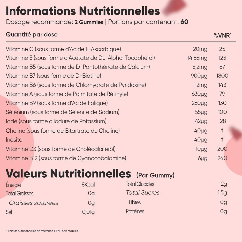 WeightWorld Gommes à la biotine pour cheveux, peau et ongles 450 µg 120 gommes