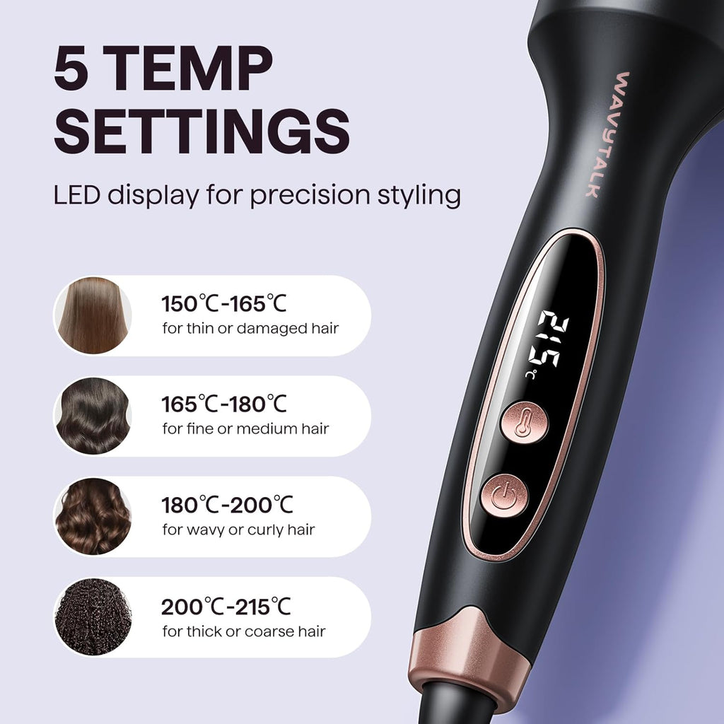 Wavytalk Brosse thermique, Brosse ronde chauffante ionique pour brushing, pour des cheveux plus lisses et plus brillants, facile à utiliser et moins de dommages, corps de 38 mm