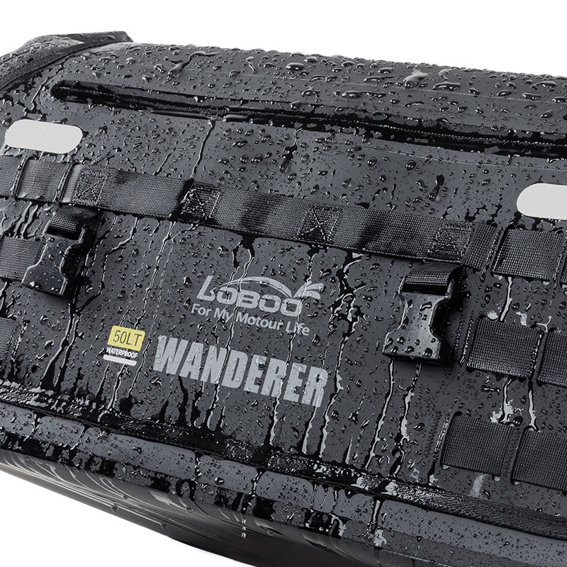 LOBOO Wanderer Sac pour arrière de moto en TPU renforcé imperméable avec sangles de sac à dos et fermeture magnétique à rabat - 50 L