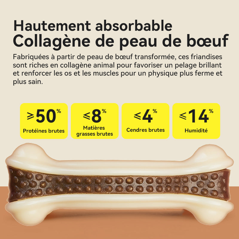 Blinkit Jouet à mâcher pour chien, Jouet résistant aux morsures en cuir de vachette robuste et nylon pour chiens mâcheurs intensifs, Jouet de nettoyage dentaire
