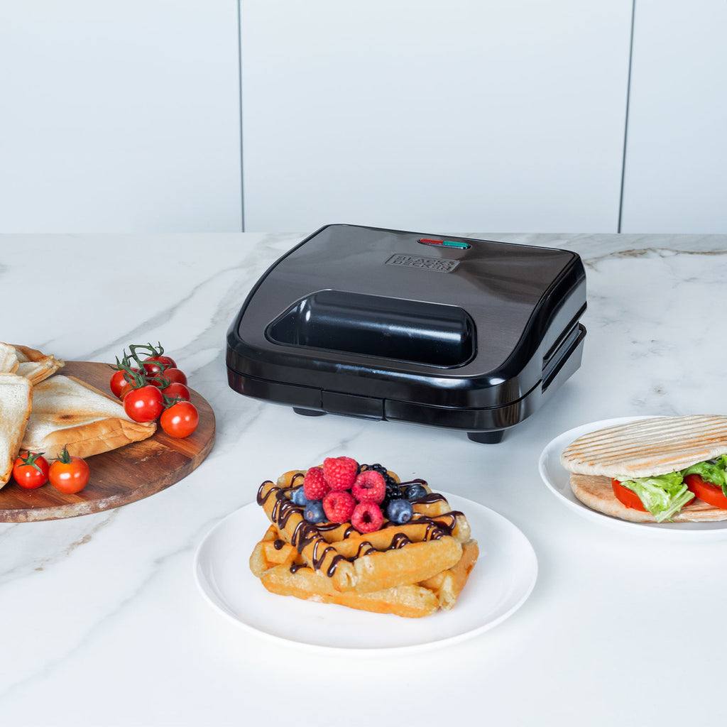 BLACK+DECKER Appareil 3-en-1 pour sandwichs, gril et gaufres 750 W