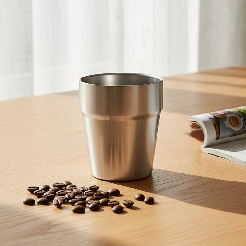 Maxcook Tasses en acier inoxydable 304, 260 ml, lot de 2, empilables, à double paroi, petites tasses pour la maison, le restaurant, la fête et le camping, MCB4560