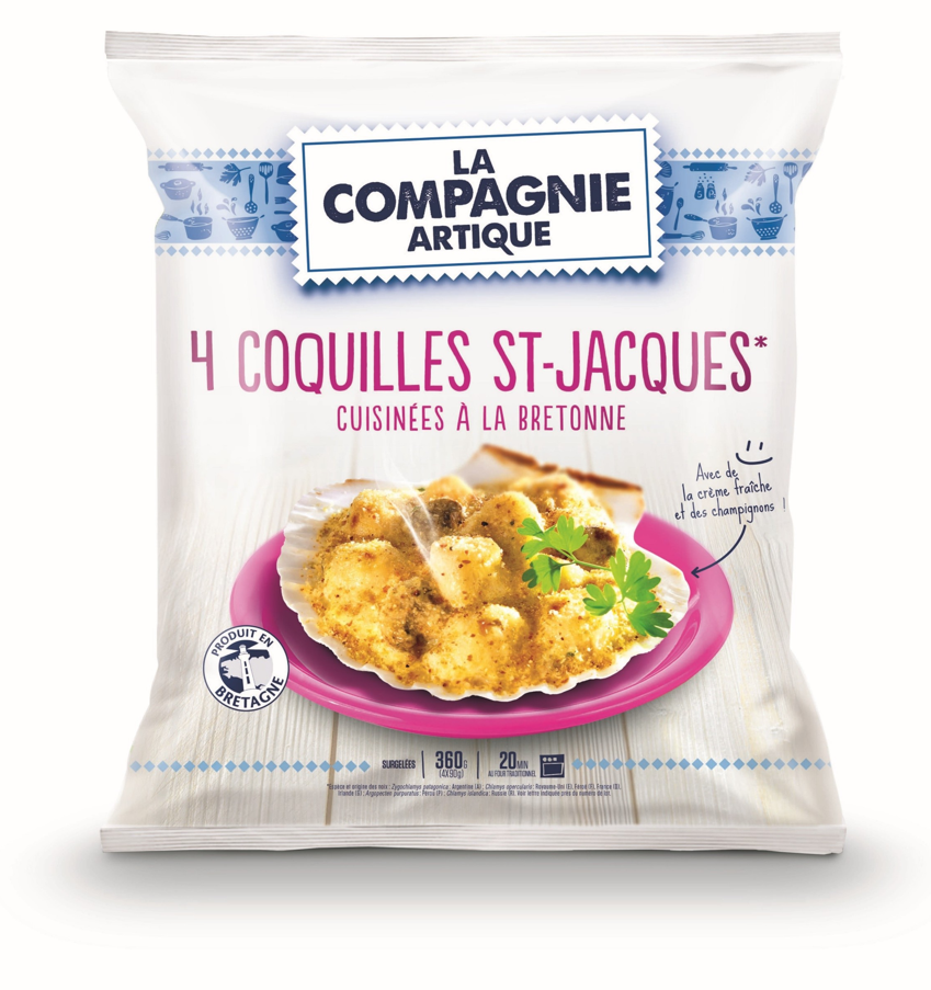 LA COMPAGNIE ARTIQUE 4 Coquilles St Jacques cuisinées à la Bretonne - 4 x 90g