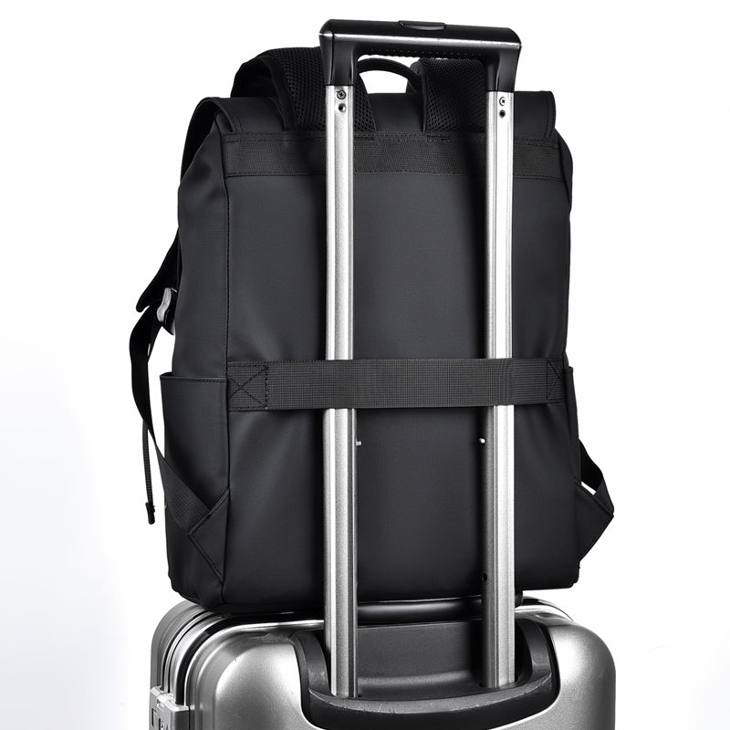 Sac à dos ordinateur portable 15,6 pouces à rabat, sac à dos décontracté résistant à l'eau avec fermeture à cordon, sac à dos de jour grande capacité pour école travail voyage en ville hommes