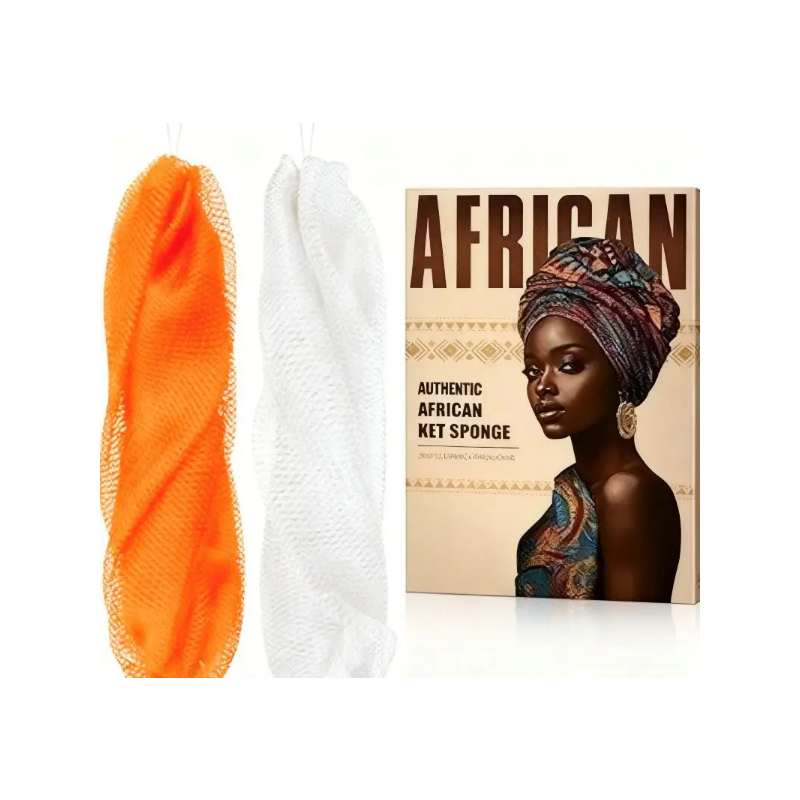 GÉNÉRIQUE - Kit d'éponge à filet africain orange avec cordon - 90 g