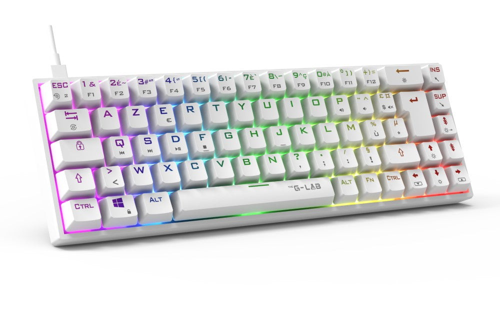THE G-LAB Keyz Titanium Clavier Gaming Mécanique Switch Rouge Filaire RGB 65% - AZERTY- Blanc