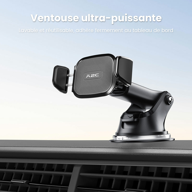 Support de téléphone de voiture à ventouse forte A2C 3-en-1 Tableau de bord/Pare-brise/Sortie d'air Universel Opération à une main Serrage automatique Antidérapant Stable pour voitures