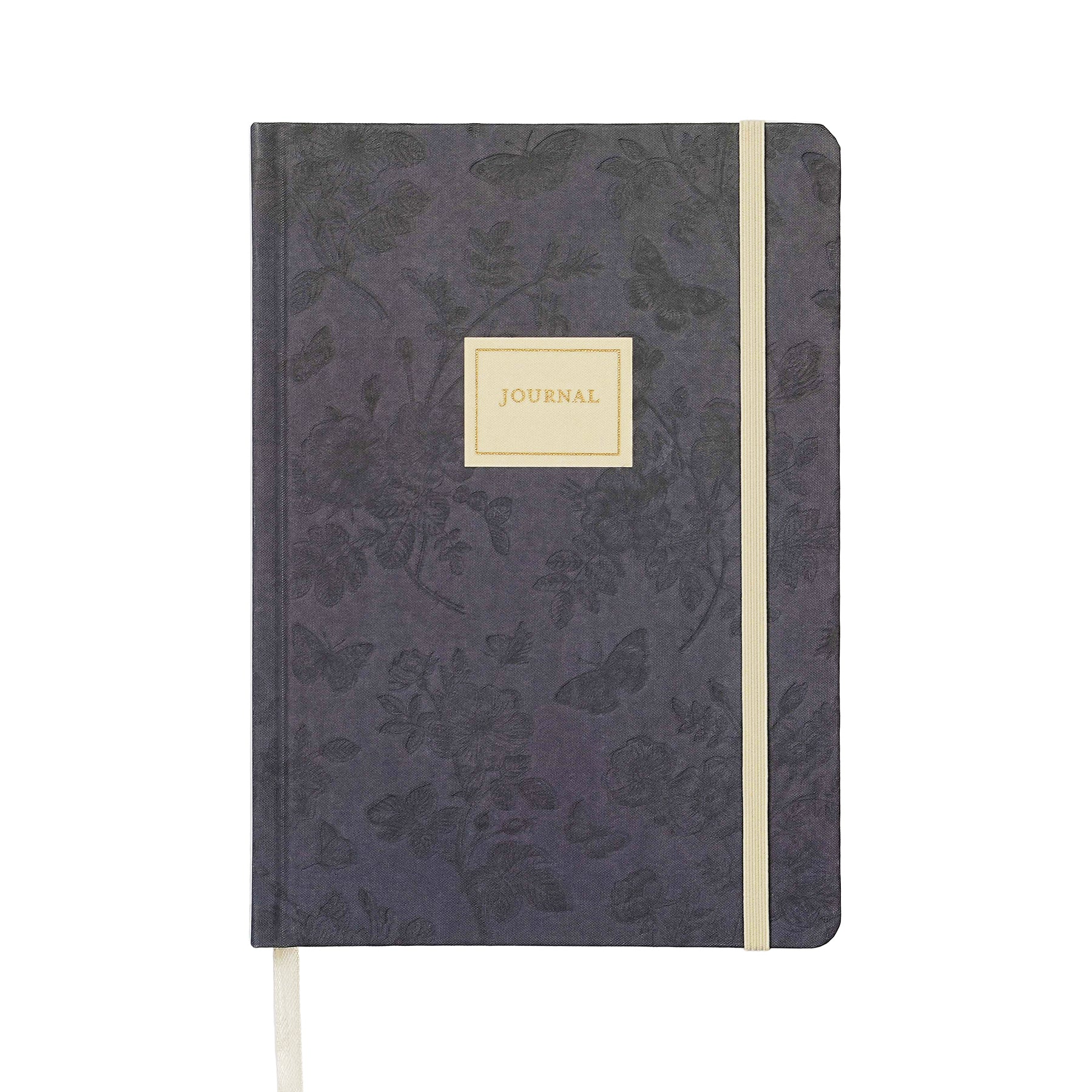 JUBILUU Carnet ligné A5 à couverture rigide en tissu floral 96 pages - Midnight Blossom