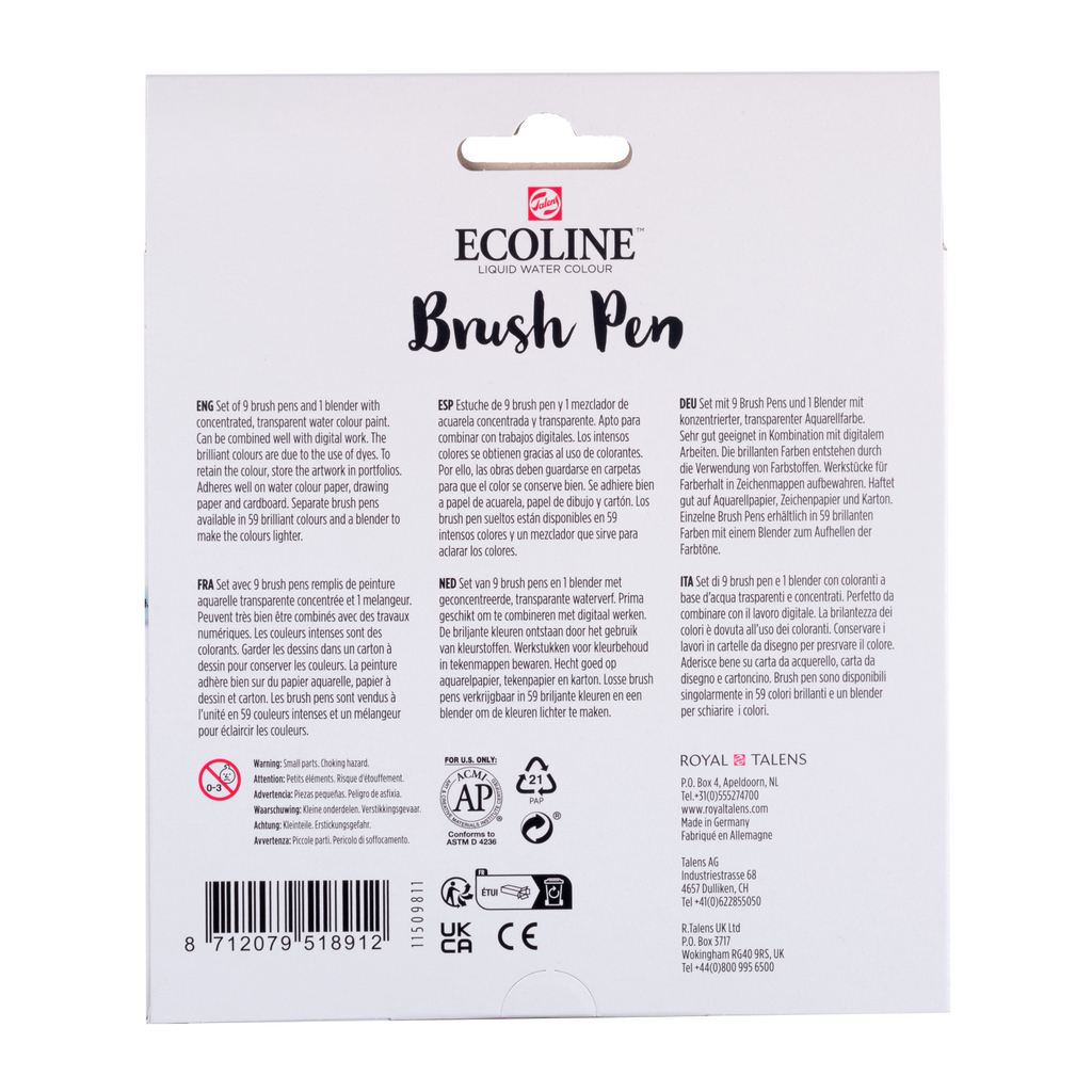 Ecoline Brush Pen set Pastel | 10 couleurs