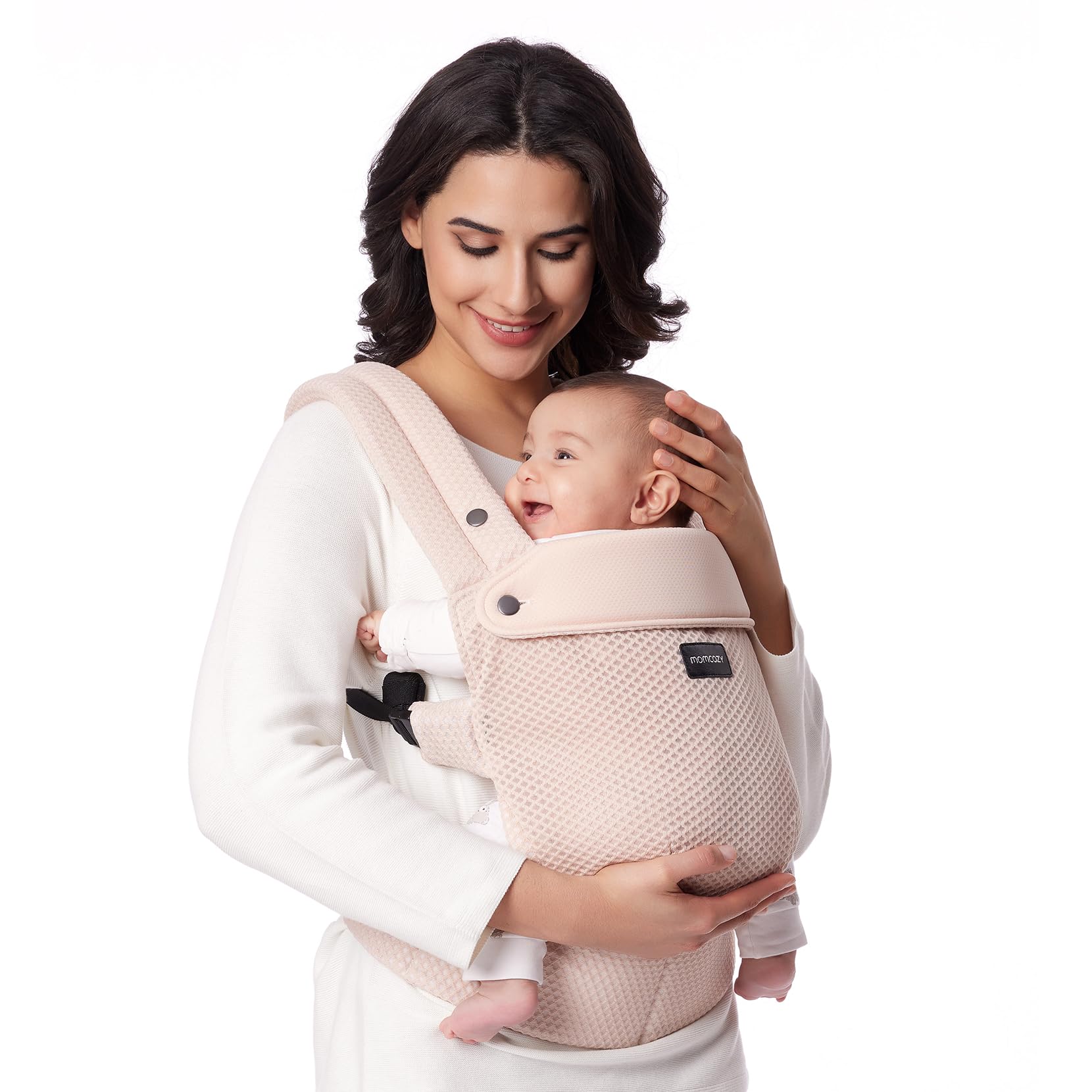 Momcozy Porte-bébé en maille respirante, Conception ergonomique, Léger et facile à utiliser, Pour 3,2-20 kg, Soutien lombaire renforcé, Confort toute la journée, Mains libres, Rose, Cadeaux pour maman