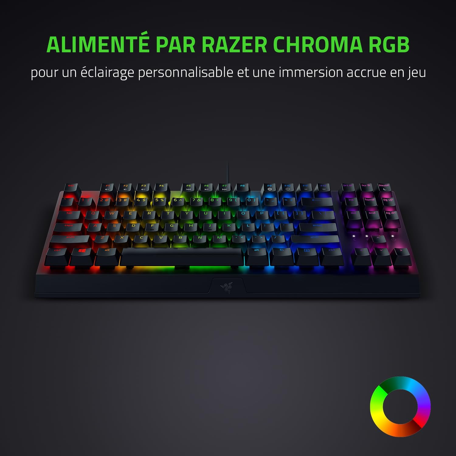 Razer BlackWidow V3 Tenkeyless Clavier Gaming mécanique (Switch Vert) - AZERTY - Noir