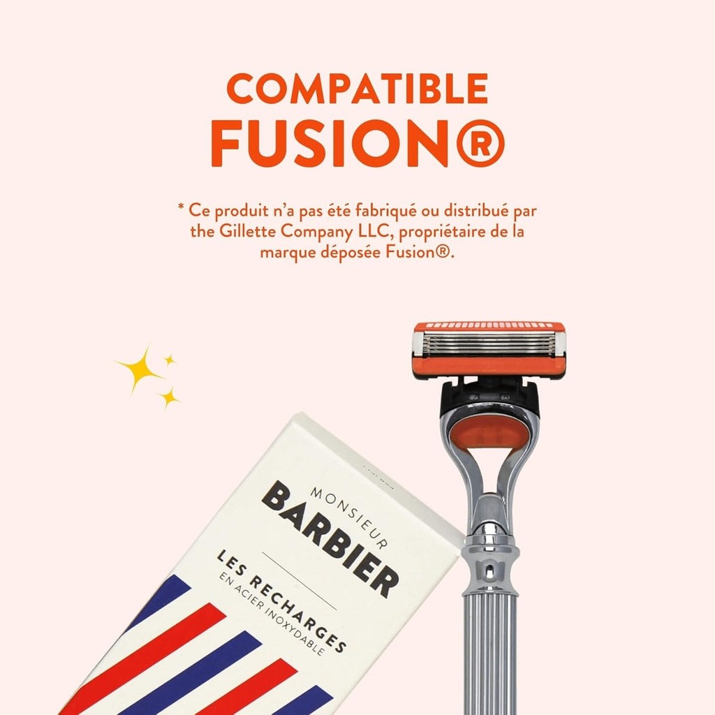 MONSIEUR BARBIER Recharges de rasoir à 4 lames compatibles avec FUSION - 4 pièces