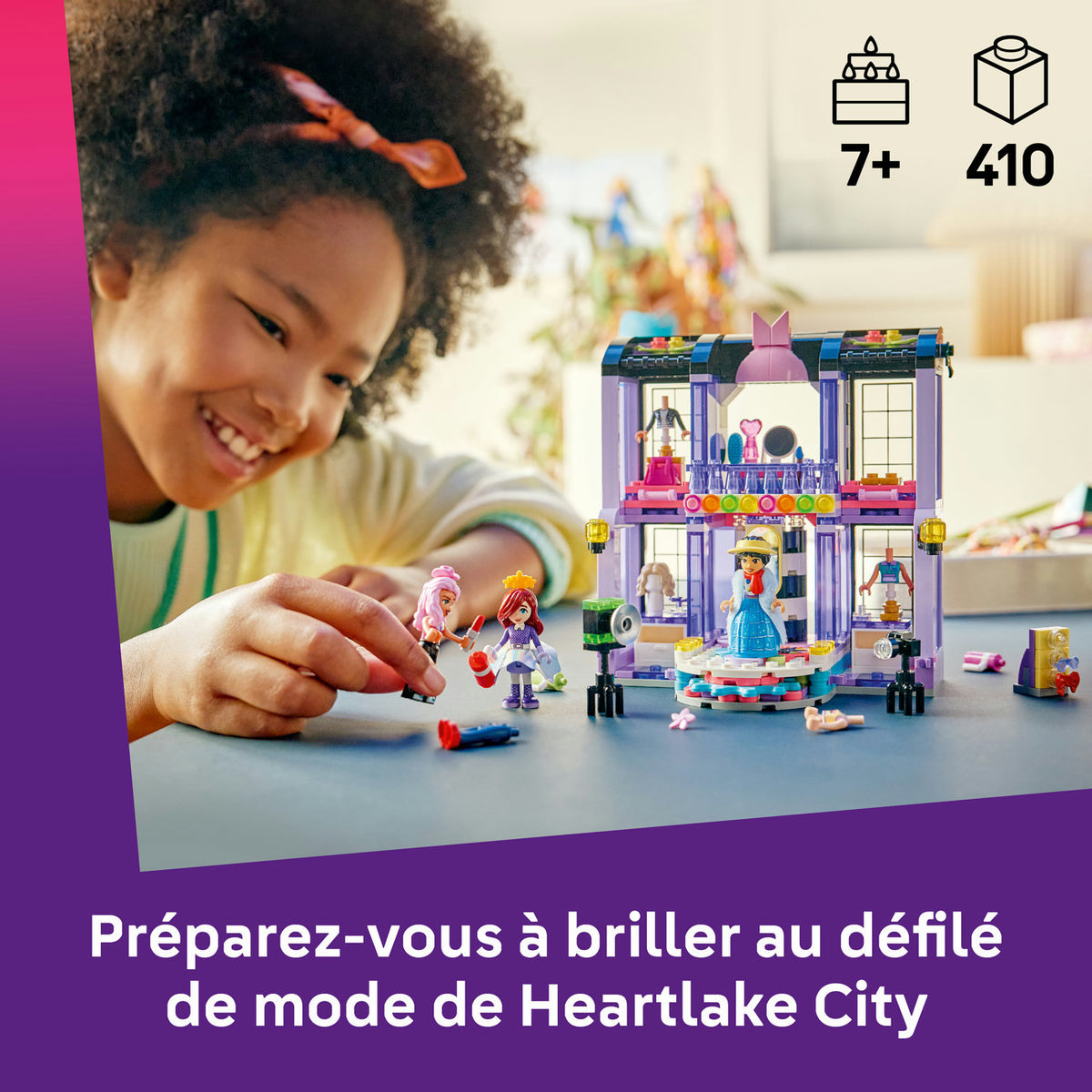 LEGO Friends Défilé de Mode Heartlake City 42685 Set de Construction avec Tapis Rouge, Coulisses et 3 Mini-Poupées (429 Pièces)