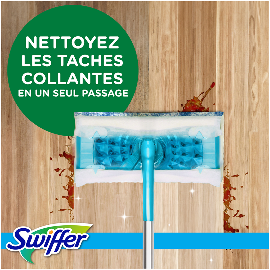 Swiffer Sweeper Lingettes Humides pour Sols, Pré-Mouillées pour Sols Durs, Captent la Poussière, la Saleté et les Cheveux, Parfum Citron, 10 Lingettes