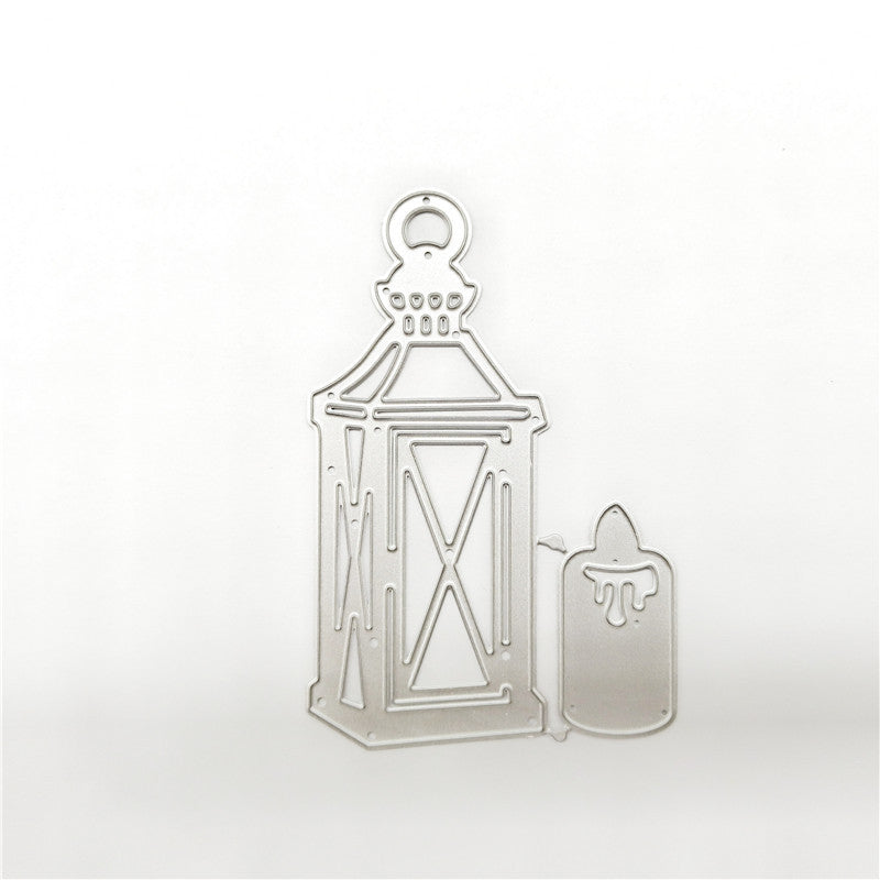 WhereHike Matrices de découpe en métal argentées motif lampe ajourée Pochoir d’embossage Modèle de scrapbooking pour cartes d’anniversaire et album Découpe et embossage Découpes de scrapbooking