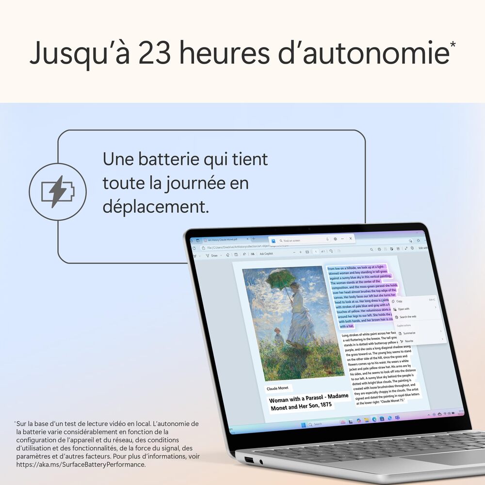 Microsoft Surface Laptop 13" Copilot+ PC, Snapdragon X Plus, 16 Go RAM, 512 Go SSD, Windows 11 Famille, Platine