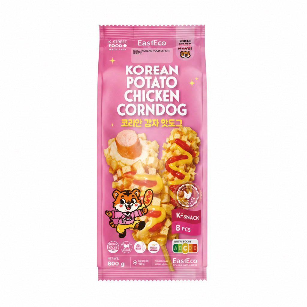 CornDog Coréen Poulet Pomme de Terre, Rose 800 g ( 8x8)