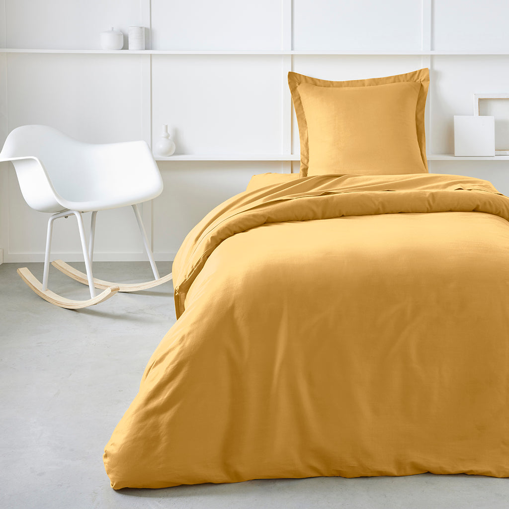 TODAY Essentiel Drap-housse en jersey 90 x 190 cm (+25 cm de profondeur) - Ocre